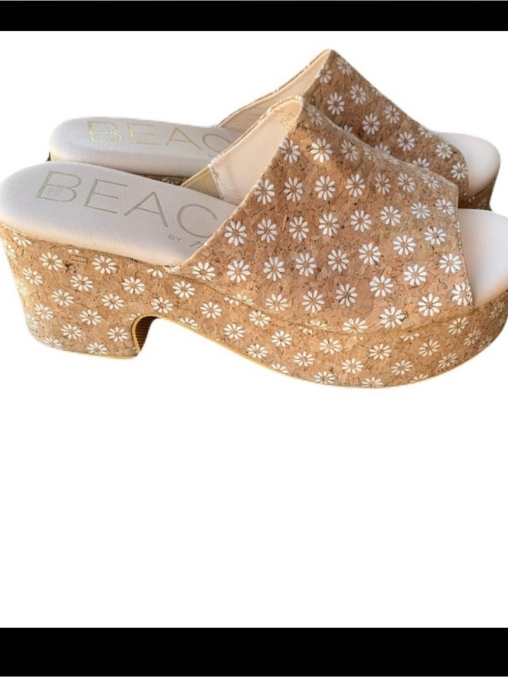 Beach by Matisse Terry Daisy Cork Platform Slide Sandals Size 10